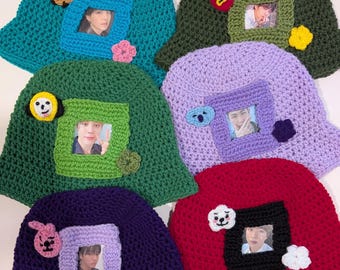 BT21 / BTS Inspired Crochet Photocard Bucket Hats