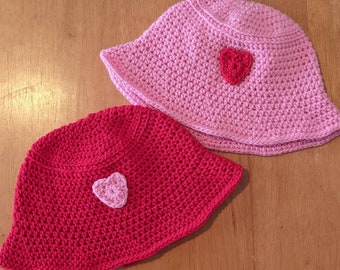 Heart Crochet Bucket Hat