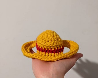 Sombrero de gato de paja de ganchillo anime