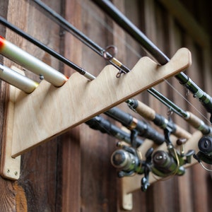Small space fishing rod storage,Fishing rod rack holder, pole rack holder, fly rod rack, garage storage, rod stand, Gift for fisherman