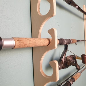 Fishing Rod Wall or Ceiling Hanger | Organizer For 5 rods | Garage Storage | Baltic Birch Wall Stand