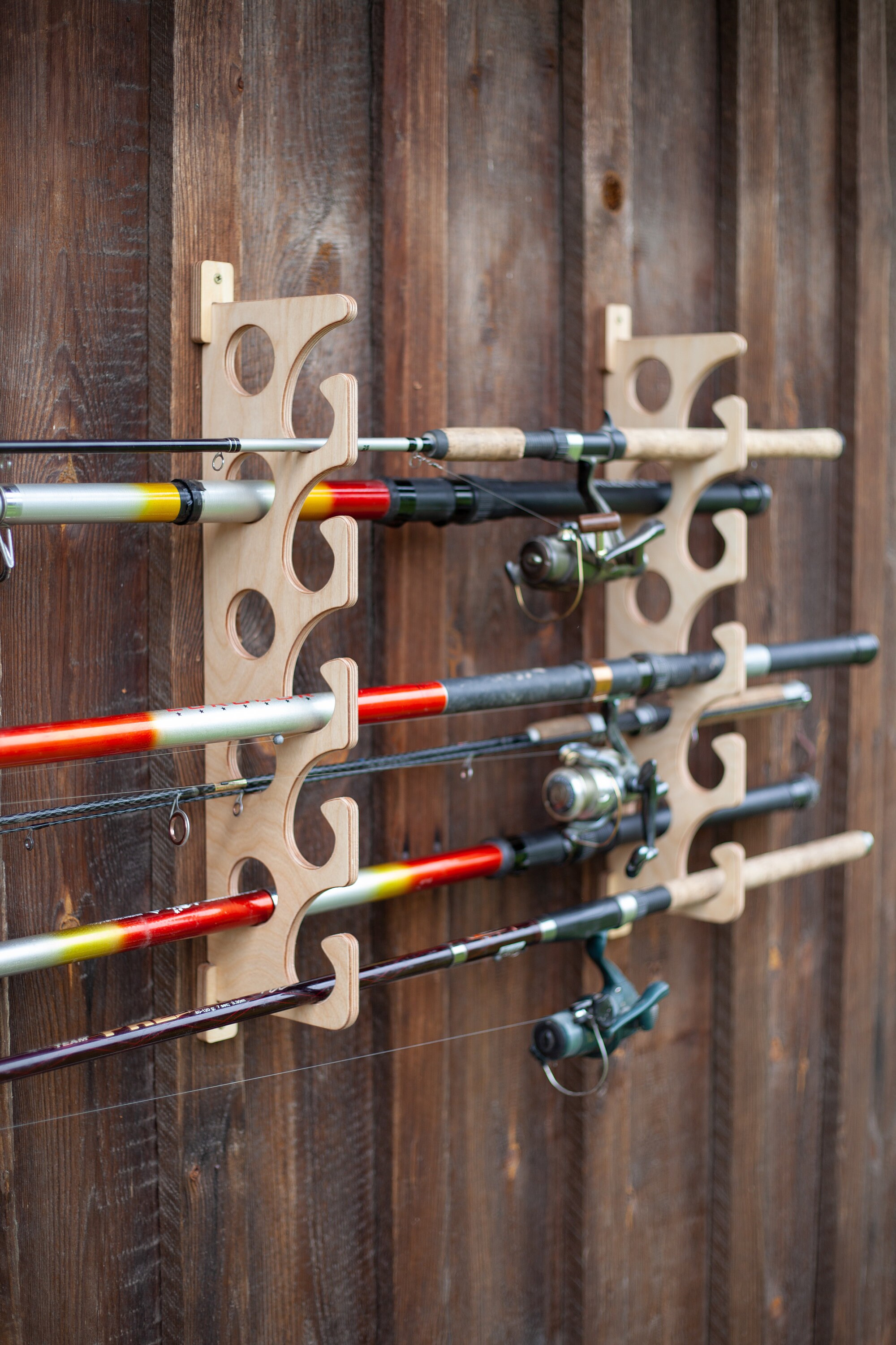 wall mounted fishing rod holder Wall-Mounted Fishing Rod Rack – Garage & Ceiling Storage Organizer 33