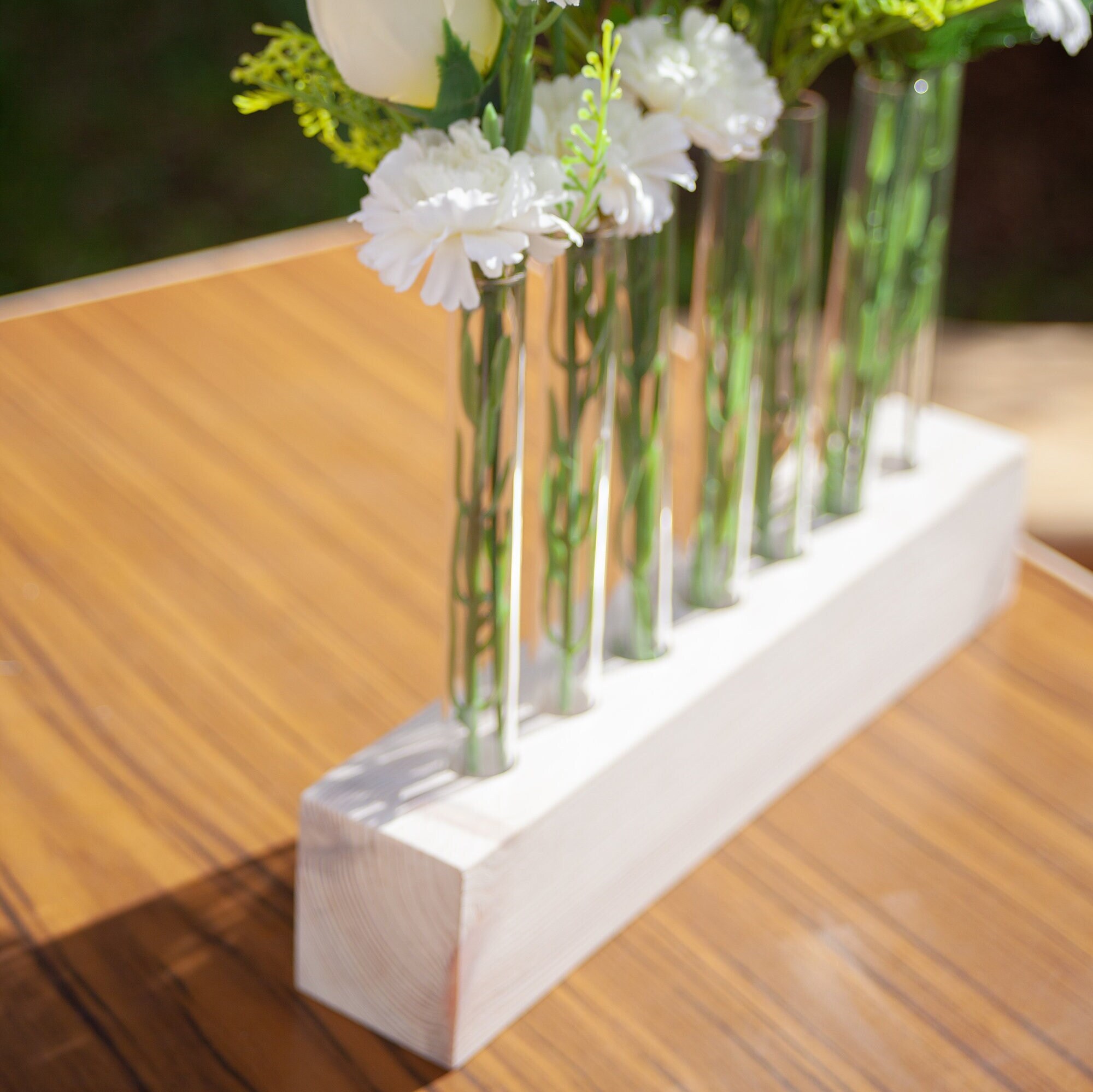 Test Tube Decor Vase Wooden Vase Glass Test Tube Flower Rack Etsy