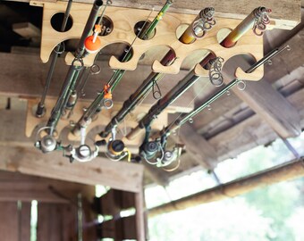 Rod Wall Rack for 10 Rods | Pole Organizer | Ceiling Fishing Storage |  Fishing Gear | Gift for Him | Fly Rod Storage | Fishing Gear Stand - Etsy