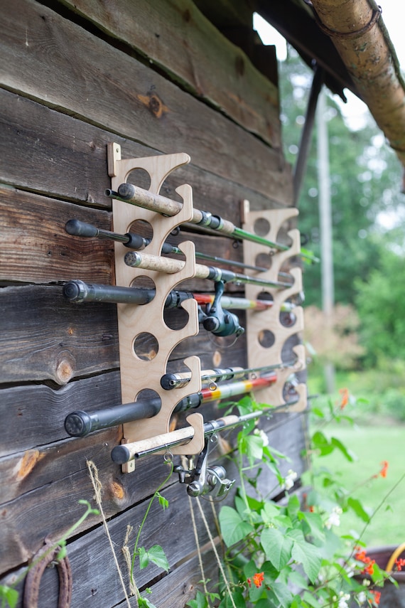 Rod Wall Rack for 10 Rods | Pole Organizer | Ceiling Fishing Storage |  Fishing Gear | Gift for Him | Fly Rod Storage | Fishing Gear Stand - Etsy