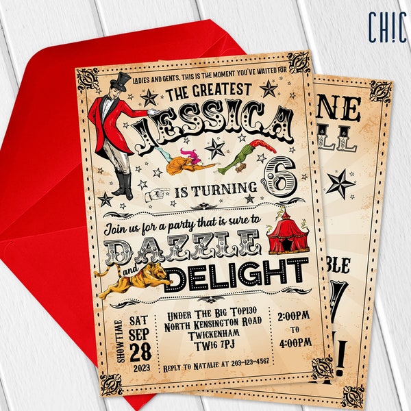 Greatest Show Circus Party | DIGITAL | Printable | DIY | Editable | Instant Download | Vintage
