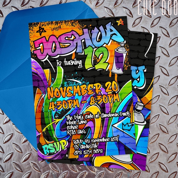 Graffiti Hip Hop Invitation | DIGITAL | Printable | DIY | Editable | Instant Download