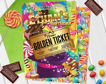 Chocolate Factory Party Invitation | DIGITAL | Printable | DIY | Editable | Instant Download | Rainbow