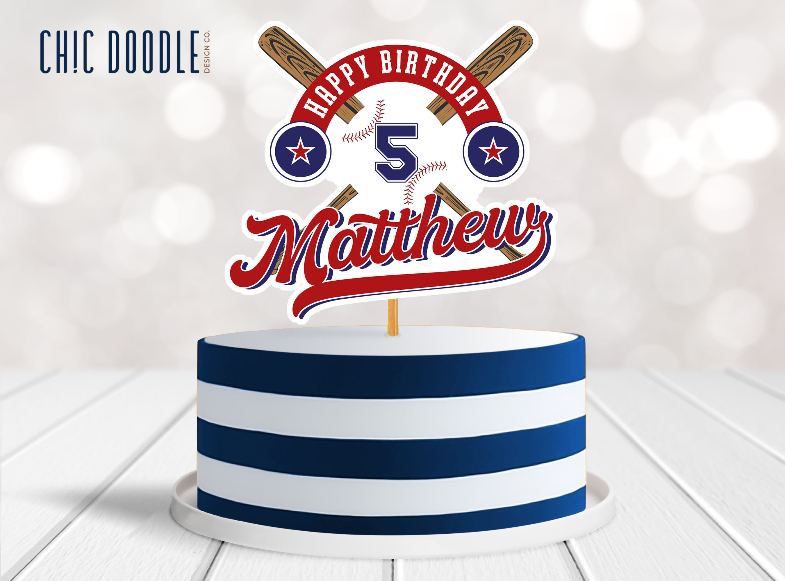 Baseball Cake Toppers DIGITAL Printable Editable Etsy