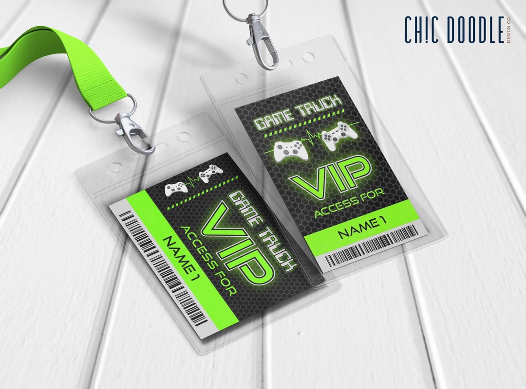 Vip Ame Pass Gamer Party VIP Pass DIGITAL Printable Editable Instant Download Game ...