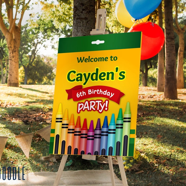Crayon Art Party | Welcome Sign | 8.5x11" | 12x18" | 18x24" | 20x30" | DIGITAL | Printable | Editable | Instant Download