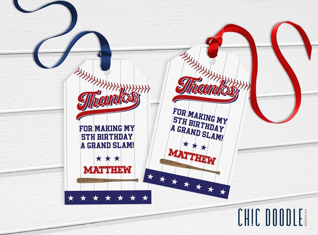 Baseball Favor Tags DIGITAL Printable Editable Instant Download 1st