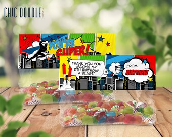 Superhero Comic | Party Bag Toppers | DIGITAL | Printable | Editable | Instant Download