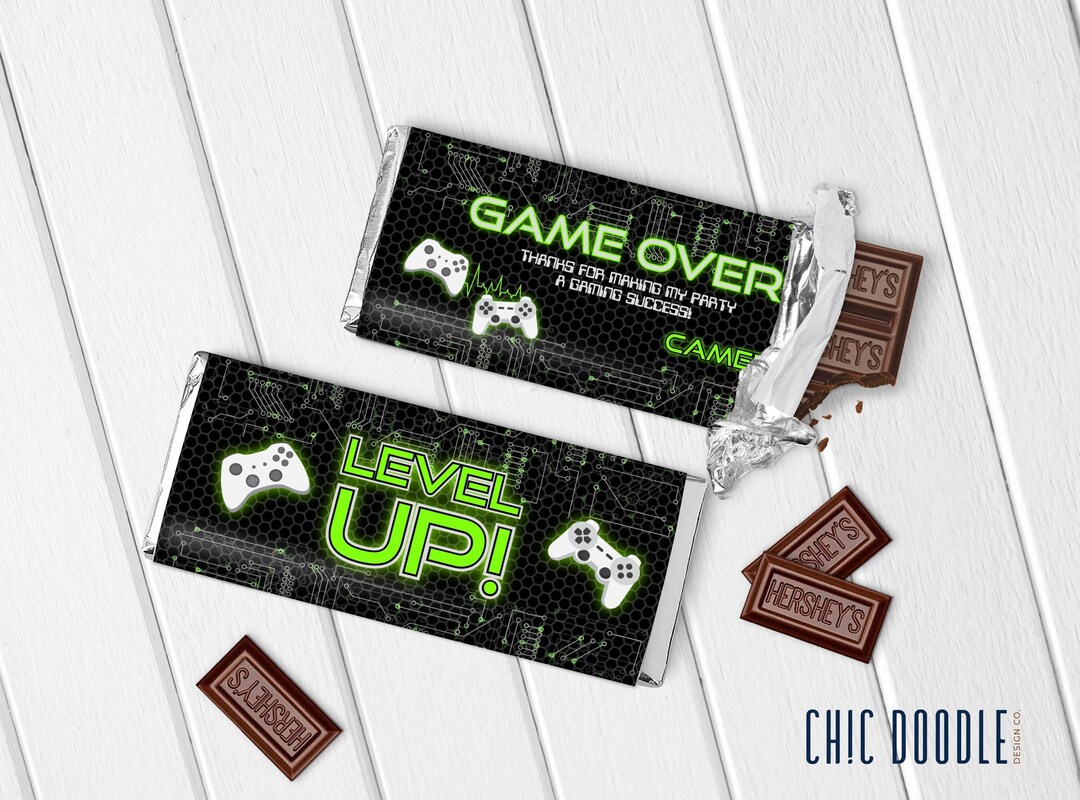Gamer Party Candy Bar Wrappers Hersheys Crunch DIGITAL Printable