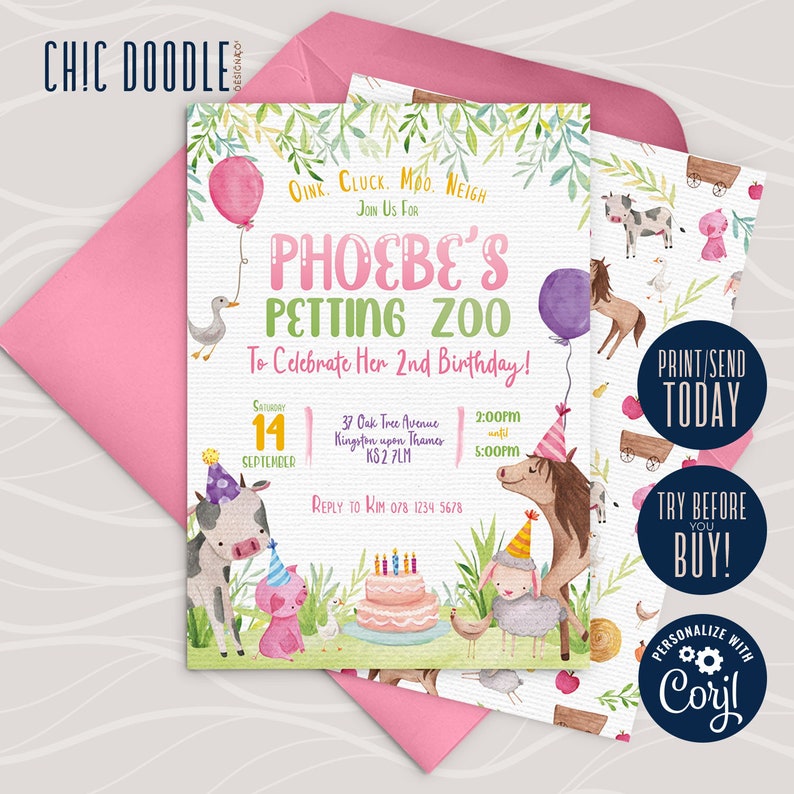Petting Zoo Invitation DIGITAL Printable DIY Editable - Etsy