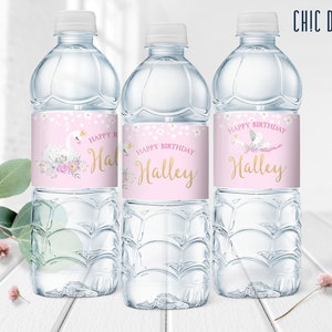 Swan Princess Party Water Bottle Labels DIGITAL Printable Editable Instant Download - Etsy