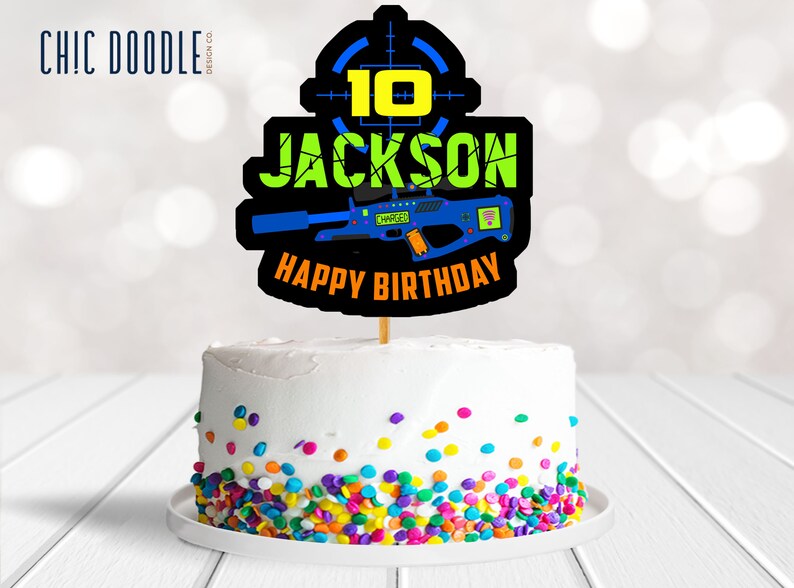 Laser Tag Cake Topper DIGITAL Printable Editable Etsy