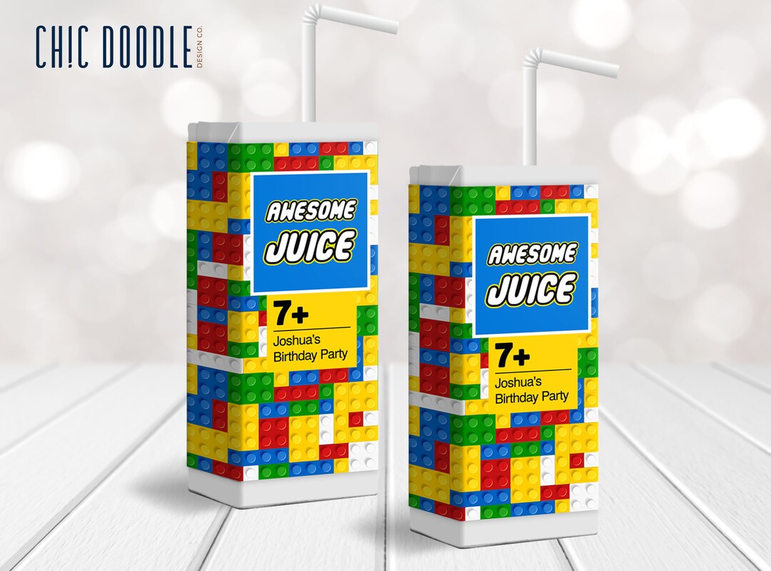 Building Blocks Juice Box Labels DIGITAL Printable Editable Instant