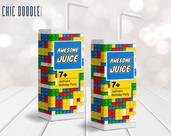 Building Blocks | Juice Box Labels | DIGITAL | Printable | Editable | Instant Download
