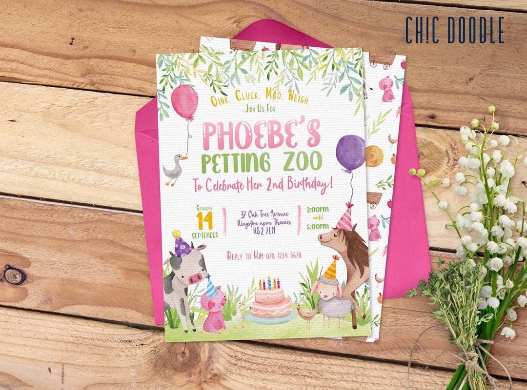 Petting Zoo Invitation DIGITAL Printable DIY Editable Instant Download ...