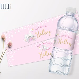 Swan Princess Party Water Bottle Labels DIGITAL Printable Editable Instant Download - Etsy