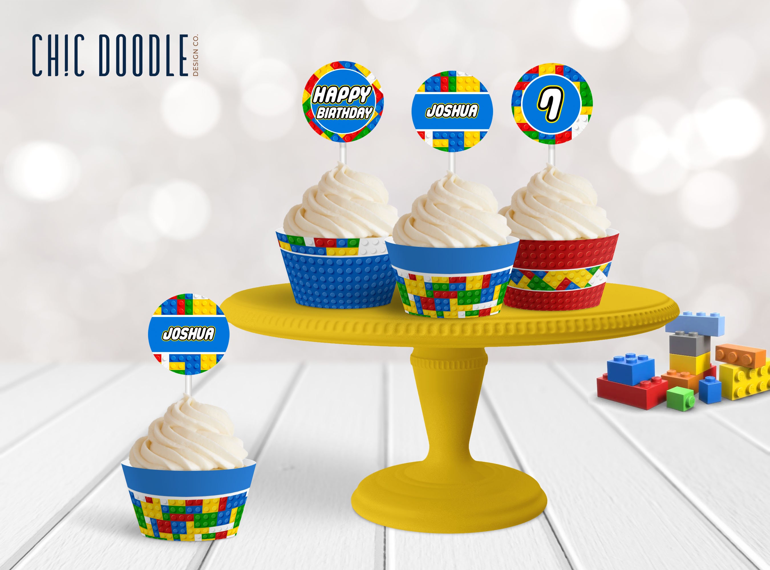 Building Blocks Cupcake Toppers and Wrappers DIGITAL Etsy
