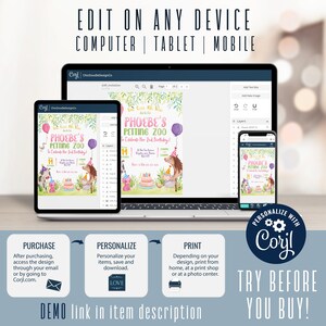 Petting Zoo Invitation DIGITAL Printable DIY Editable Instant Download ...
