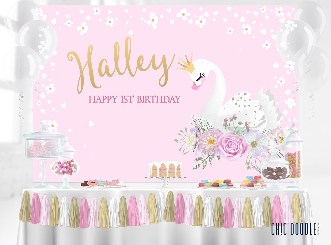 Menu Backdrop Swan Swan Princess Backdrop DIGITAL Printable Editable Instant Download 6x4 ...