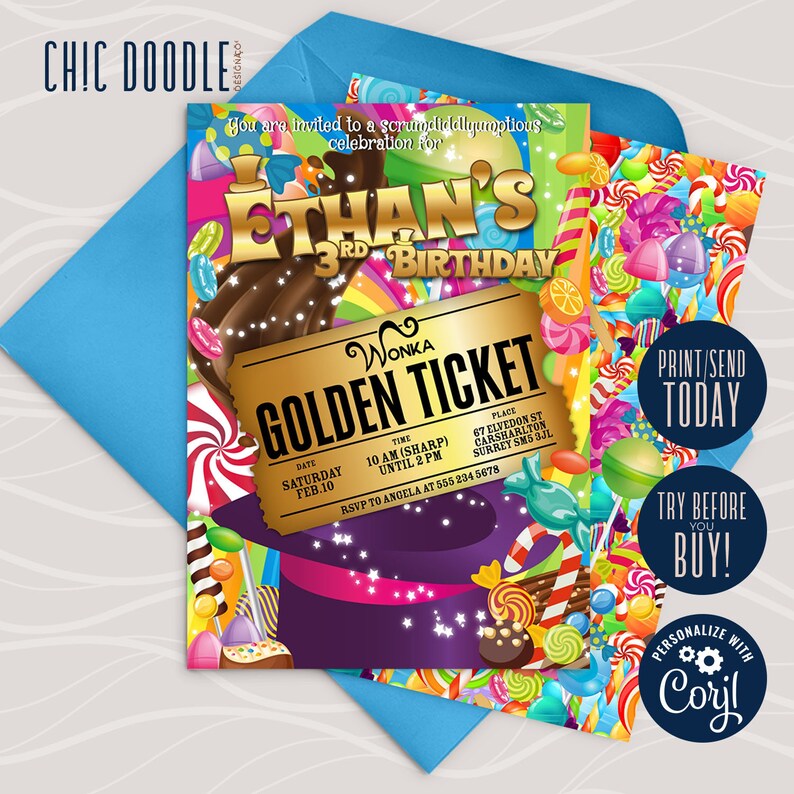 Chocolate Factory Party Invitation DIGITAL Printable DIY Etsy