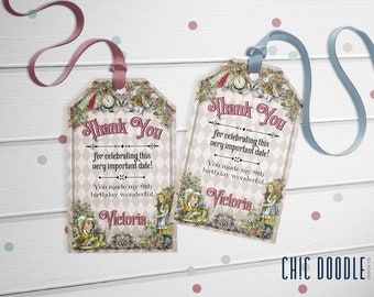 Alice in Wonderland Tea Party Favor Tags | DIGITAL | Printable | Editable | Instant Download | Gift Tag