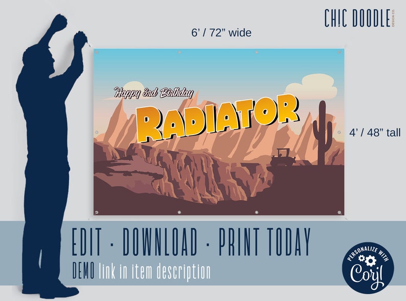 Radiator Springs Party Backdrop DIGITAL Printable - Etsy