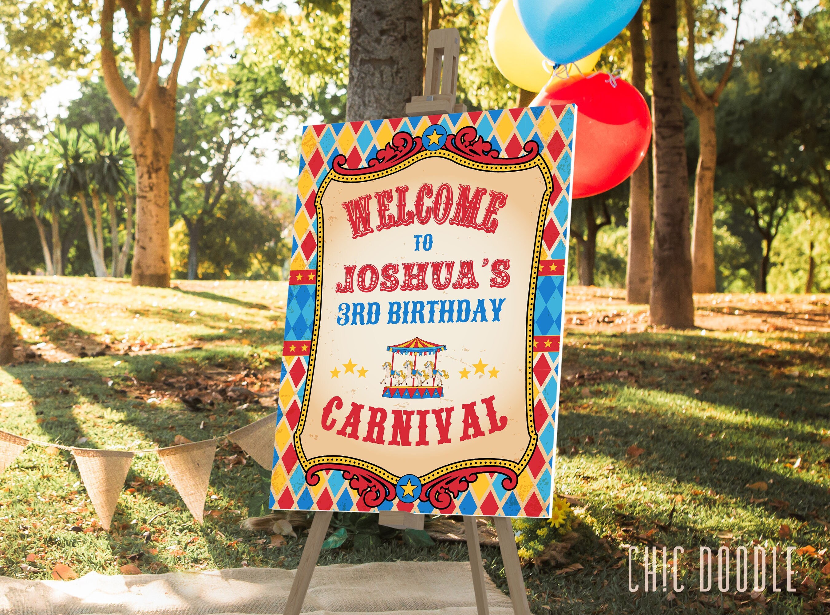 Welcome to the Carnival Sign, Carnival Birthday Party, PRINTABLE  8x10/16x20” Carnival Welcome Sign