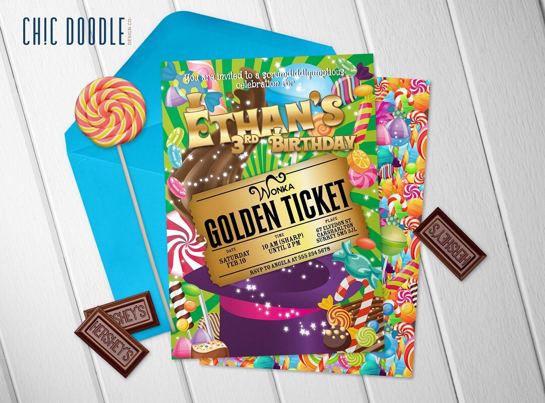 Chocolate Factory Party Invitation DIGITAL Printable DIY Editable