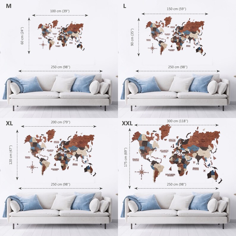 3D World Map LED Light Up World Map Large Wall Decor Wood Etsy México