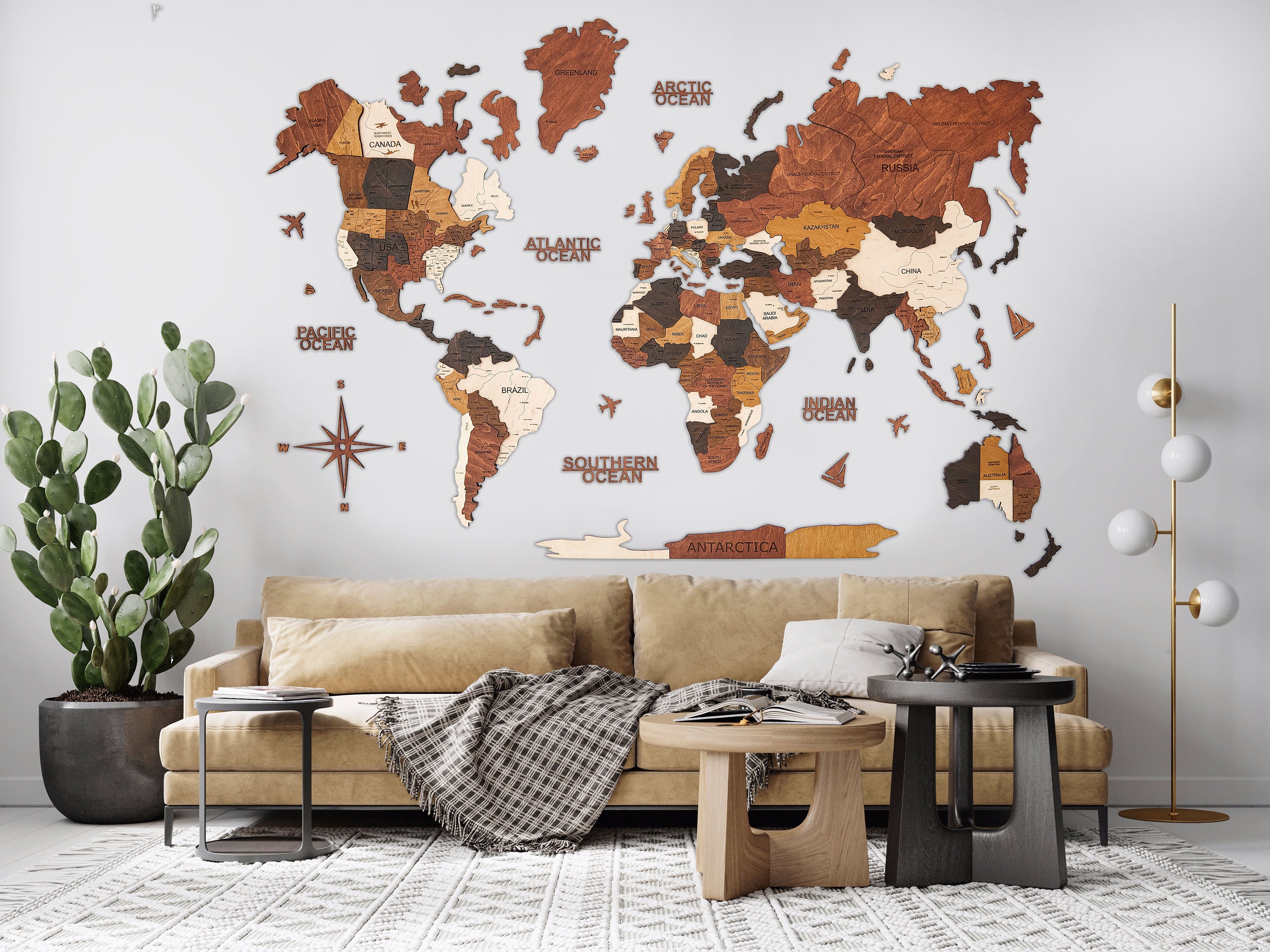 3D World Map LED Light up World Map Large Wall Decor Wood Etsy Australia