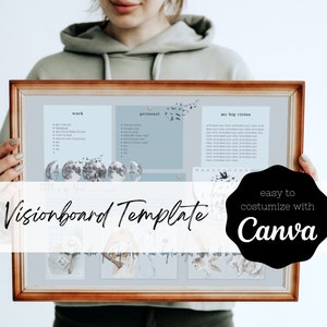 Vision board template | Goals Planner | Vision Board Template for Canva | fully editable