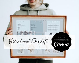 Visionboard Template | Goals Planner | Visionboard Template for Canva | fully editable