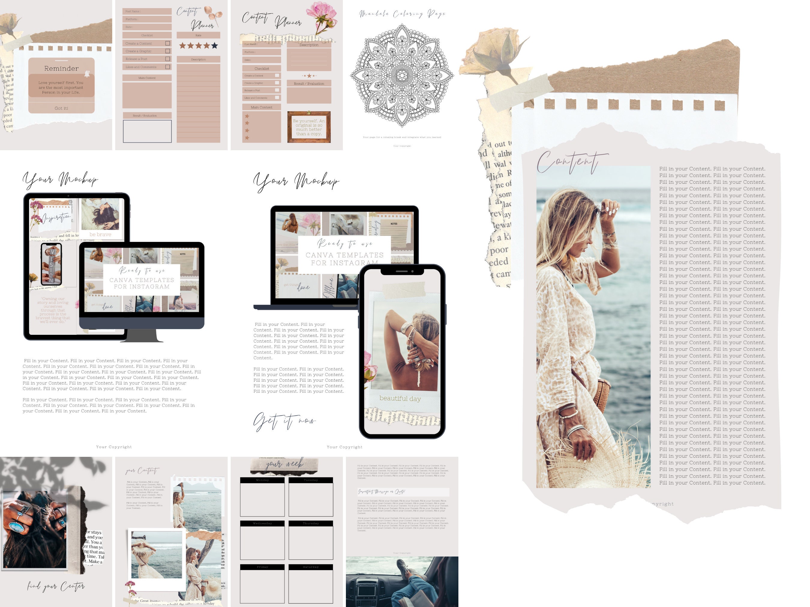 Vintage Workbook Template Canva, Worksheets for Coaches, Content ...