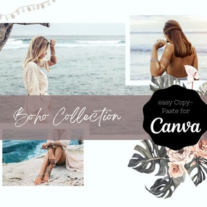 Boho Style Collection for Canva Pro | Boho Pictures | Boho Graphs | easy copy paste