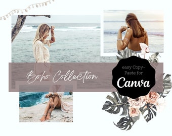Boho Style Collection for Canva Pro | Boho Pictures | Boho Graphs | easy Copy-Paste