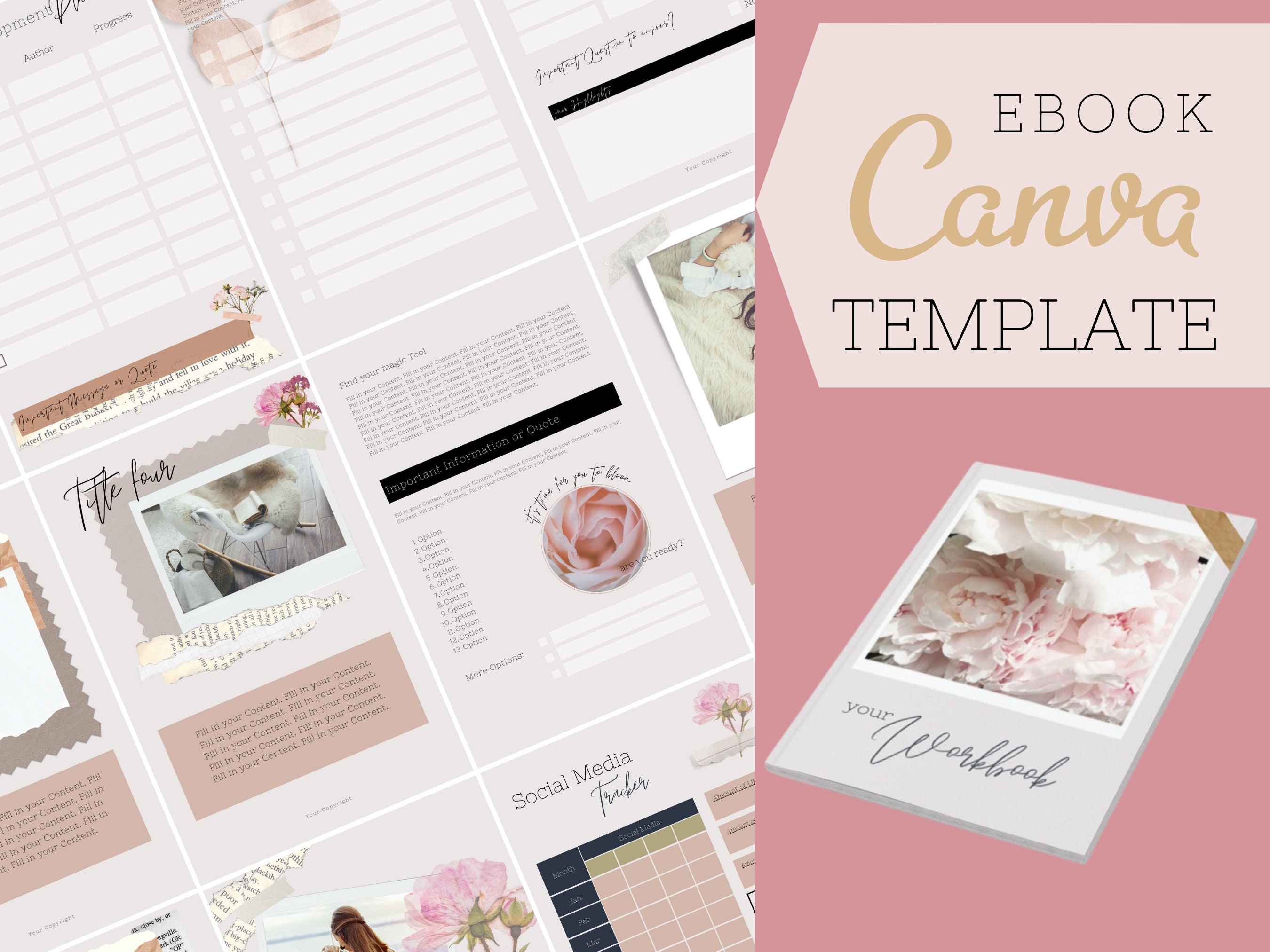 Vintage Workbook Template Canva, Worksheets for Coaches, Content Creators, Etc. Charts ...