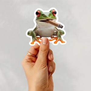 FROG Sticker Gift CIGAR Vinyl Funny Animal Decal Stickers