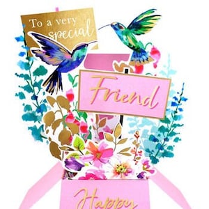 À un ami spécial Joyeux anniversaire Carte souvenir 3D - Colibris Parfaite pour elle, une femme, une amie