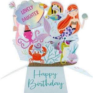 Feliz Aniversário Filha - Sereia Pop Up Cartão 3D Cartão Lembrança