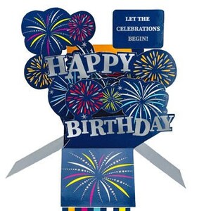Happy Birthday Feuerwerk 3D Pop Up Karte - Perfekt für Sie Ihn männlich Mama Papa Sohn Tochter Bruder Schwester Freund