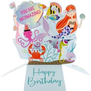 Happy Birthday Meerjungfrau Pop Up Karte 3D-Karte Andenken - Perfekt für Frau oder Mann, Sohn Tochter Bruder Schwester Freund Enkel Enkelin
