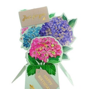 Joyeux anniversaire fleurs et hortensias carte pop-up carte souvenir 3D - parfaite pour elle, femme, maman, fille, soeur, ami, nièce