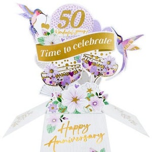 50° anniversario di nozze d'oro 3D Pop Up Card - Biglietto di auguri per il 50° anniversario