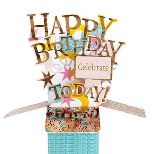 Happy Birthday Today Pop Up Karte 3D Andenken - Perfekt für Sie oder Ihn, Frau oder Mann, Mutter Vater Sohn Tochter Bruder Schwester Freund
