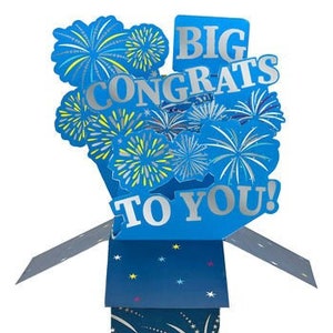 Big Congrats To You 3D Pop Up Karte Feuerwerk - Perfekt für Sie Ihn Geburtstag bestandene Prüfungen bestandene Prüfungen Prüfung neuer Job